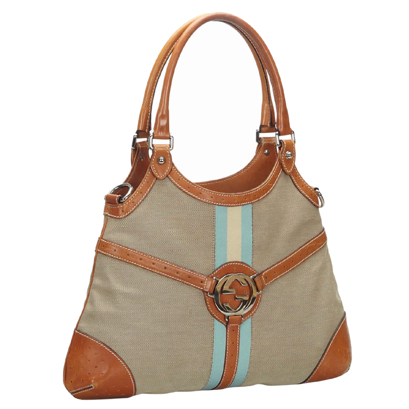 

Gucci Beige/Brown Canvas Vintage Web Reins Hobo