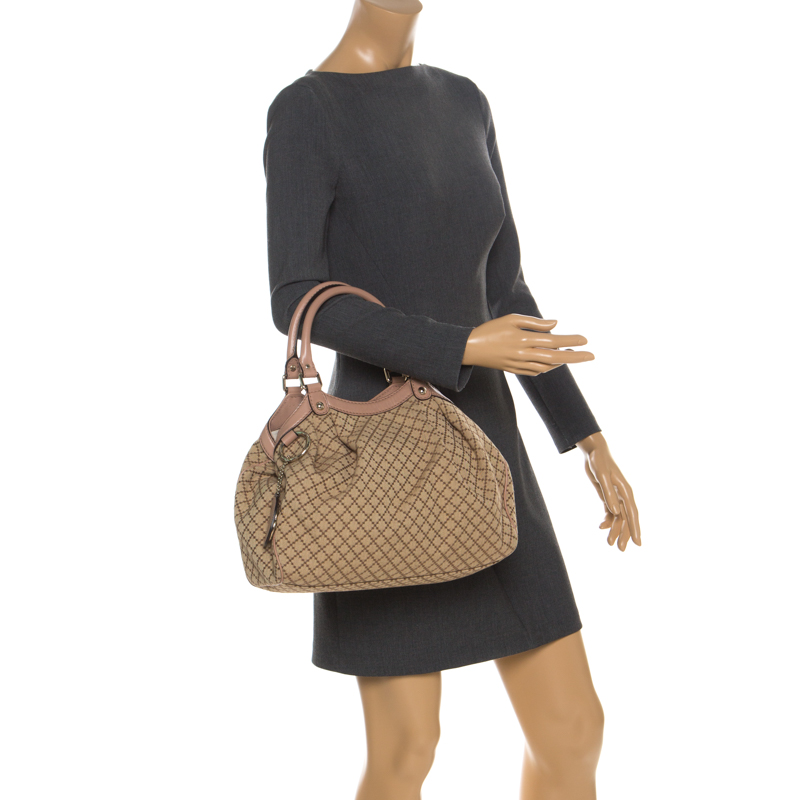 

Gucci Beige Diamante Canvas and Leather Medium Sukey Tote