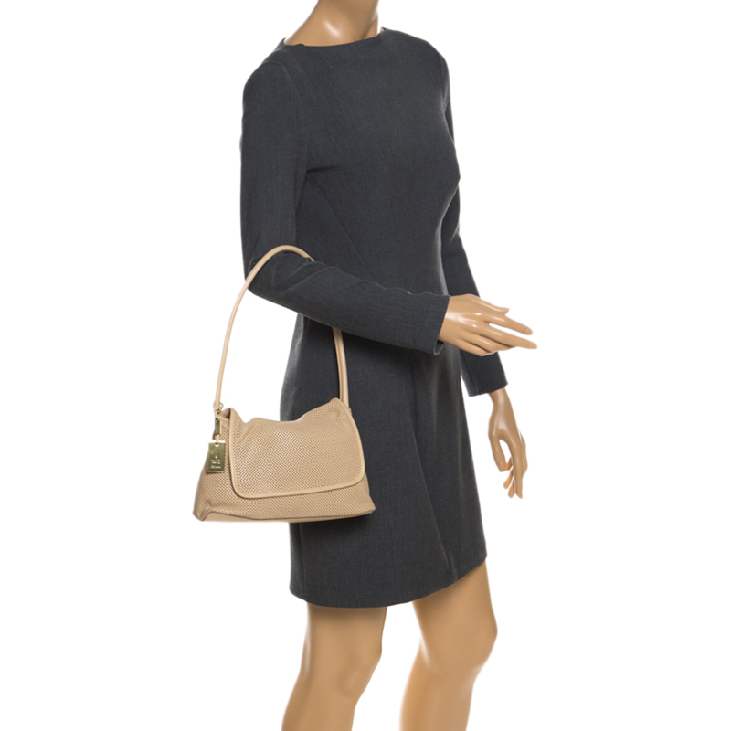 

Gucci Beige Perforated Leather Shoulder Bag with Pouch