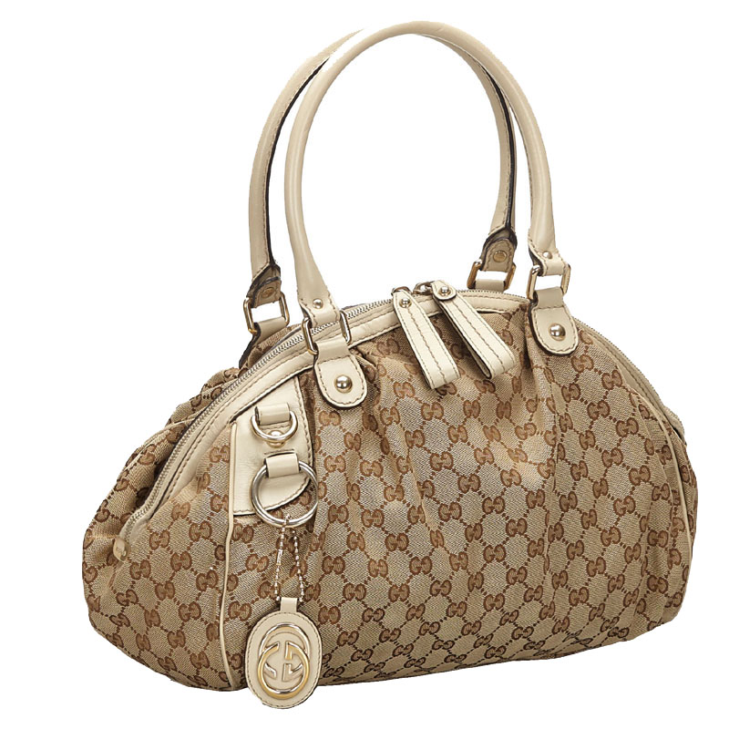 

Gucci Brown/Beige GG Canvas Sukey Satchel