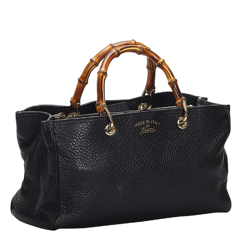 

Gucci Black Leather Bamboo Top Handle Shopper Bag