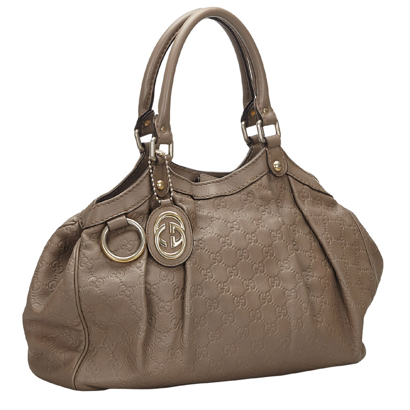 

Gucci Gray Guccisima Leather Sukey Shoulder Bag, Grey