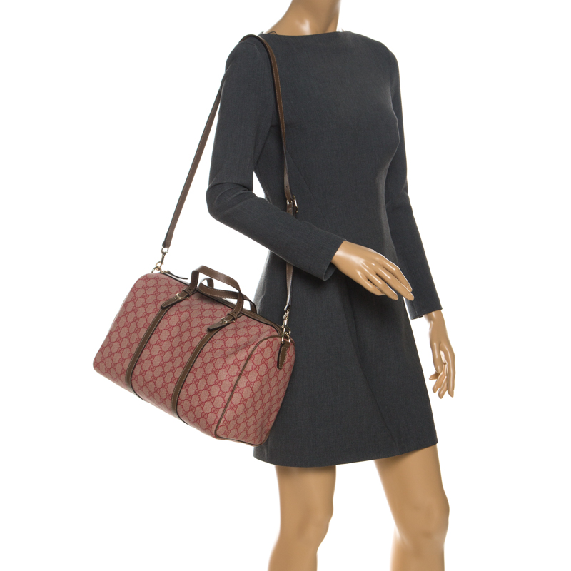 

Gucci Pink/Brown GG Supreme Canvas and Leather  Joy Boston Bag