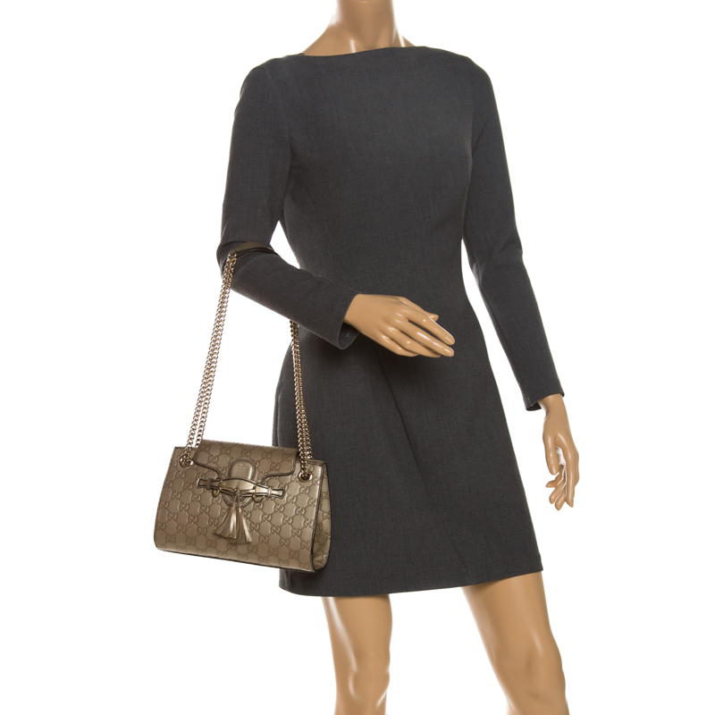 

Gucci Gold Guccissima Leather  Emily Chain Shoulder Bag