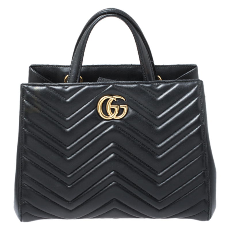 Gucci Black Matelasse Leather Small Marmont Tote Gucci | The Luxury Closet