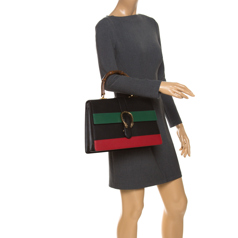 

Gucci Tri Color Leather  Dionysus Bamboo Top Handle Bag, Multicolor