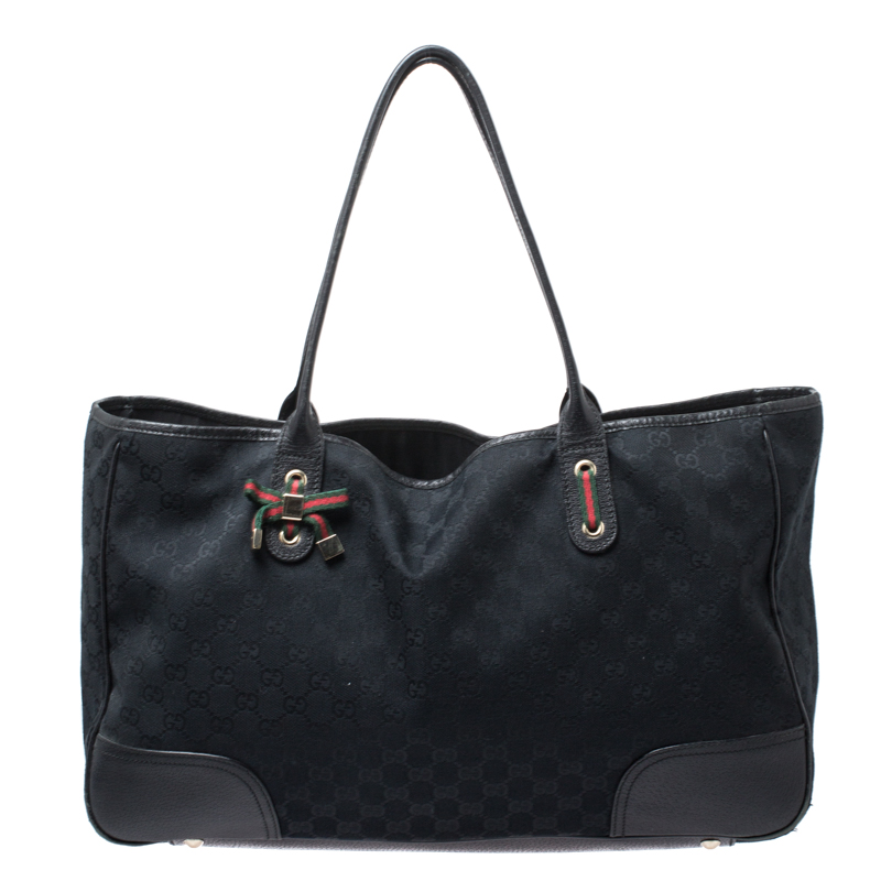 Pre-owned Gucci Black Gg Canvas And Leather Mayfair Tote | ModeSens