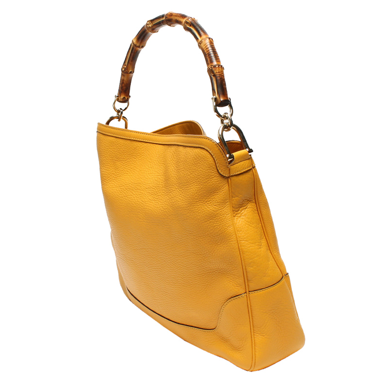 

Gucci Yellow Leather Diana Bamboo Shoulder Bag