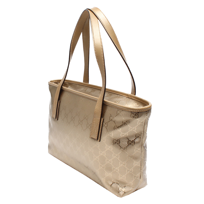 

Gucci Gold GG Imprime Leather Tote Bag