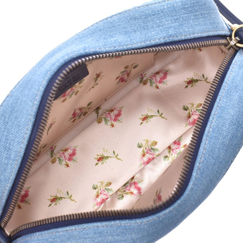 

Gucci Blue GG Denim Marmont Rose Chain Shoulder Bag