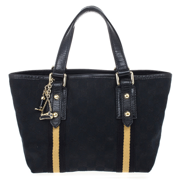 Pre Owned Gucci Black Monogram Jolicoeur Mini Tote