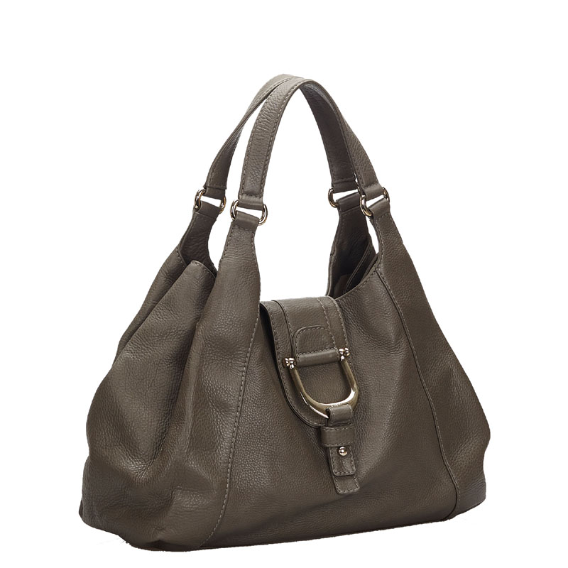 

Gucci Grey Leather Soft Stirrup Tote Bag