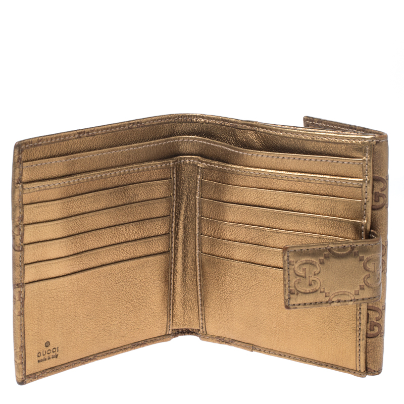 

Gucci Bronze Guccissima Leather French Flap Wallet, Brown