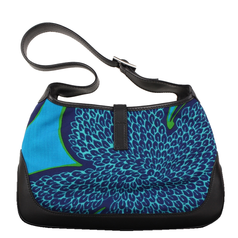 

Gucci Black/Blue Printed Canvas and Leather Jackie Shoulder Bag, Multicolor
