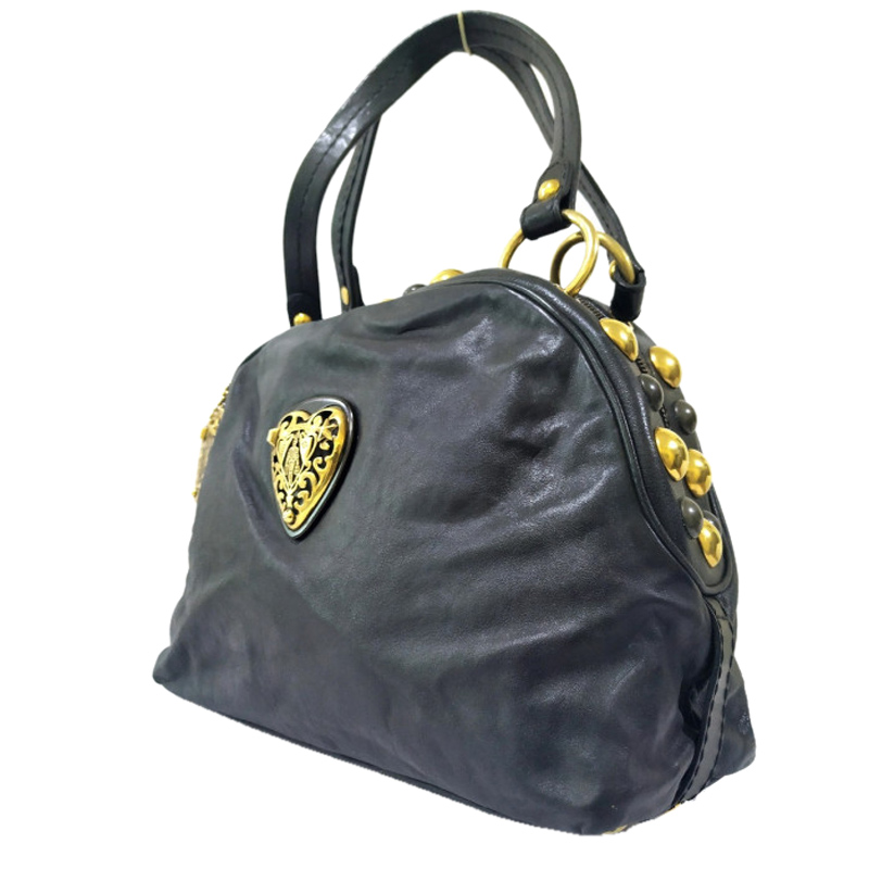

Gucci Black Leather Babouska Heart Dome  Satchel