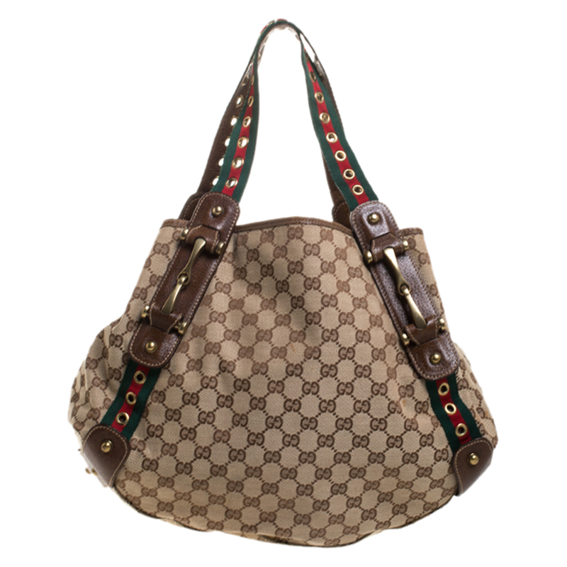 مملوكة مسبقًا Gucci Beige/Brown GG Canvas Medium Grommet Pelham Shoulder Bag