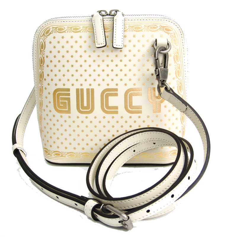 Pre-owned Gucci White/gold Leather Guccy Moon Stellar Shoulder Bag