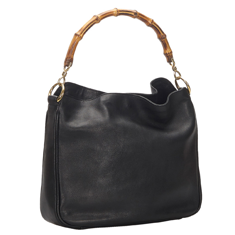 

Gucci Black Leather Bamboo Satchel