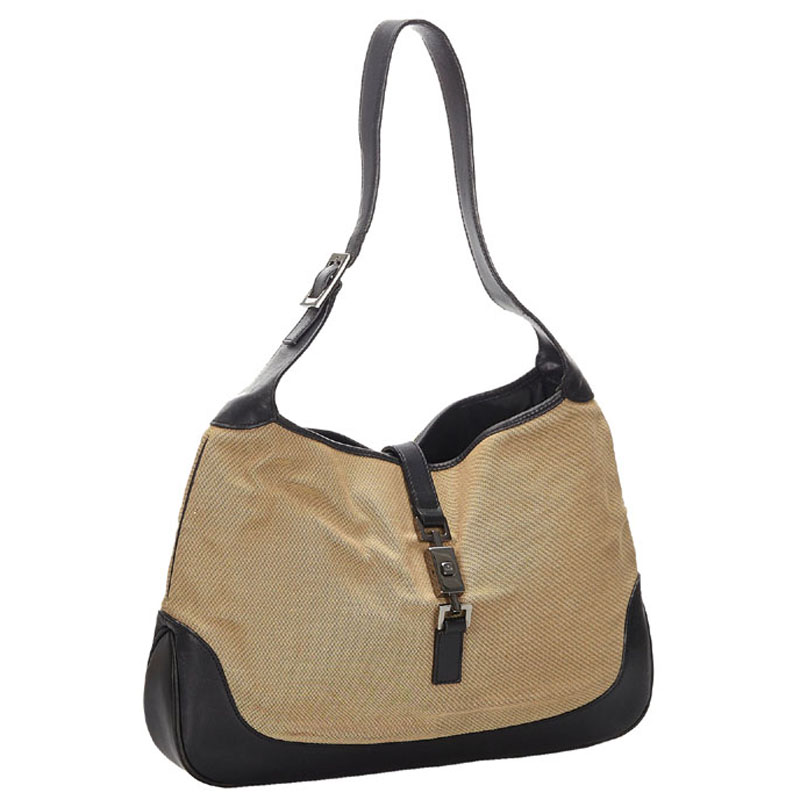 

Gucci Beige/Black Canvas Jackie Shoulder Bag