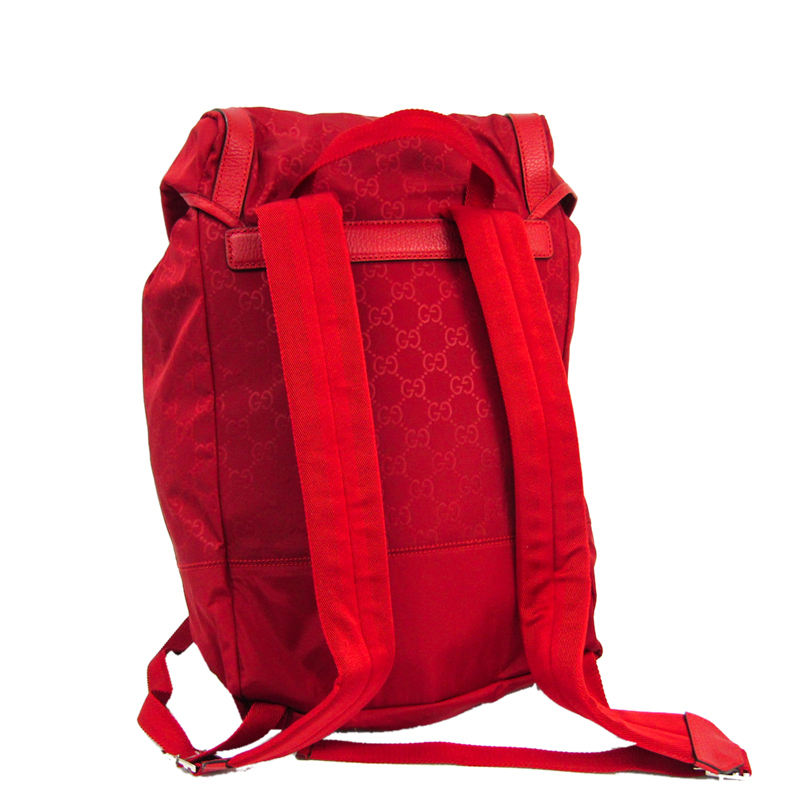 

Gucci Red GG Canvas Leather Backpack