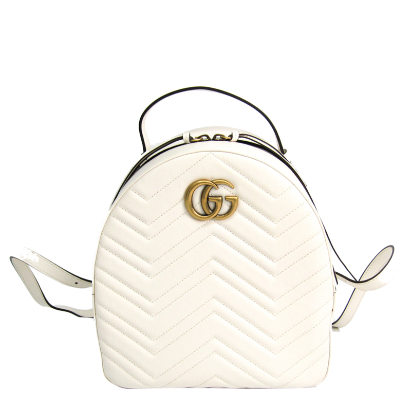 Gucci White GG Marmont Quilted Leather 