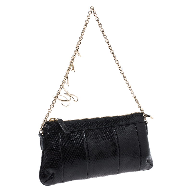 60s Pochette Luxury Leather Python/black Bag Python/black 