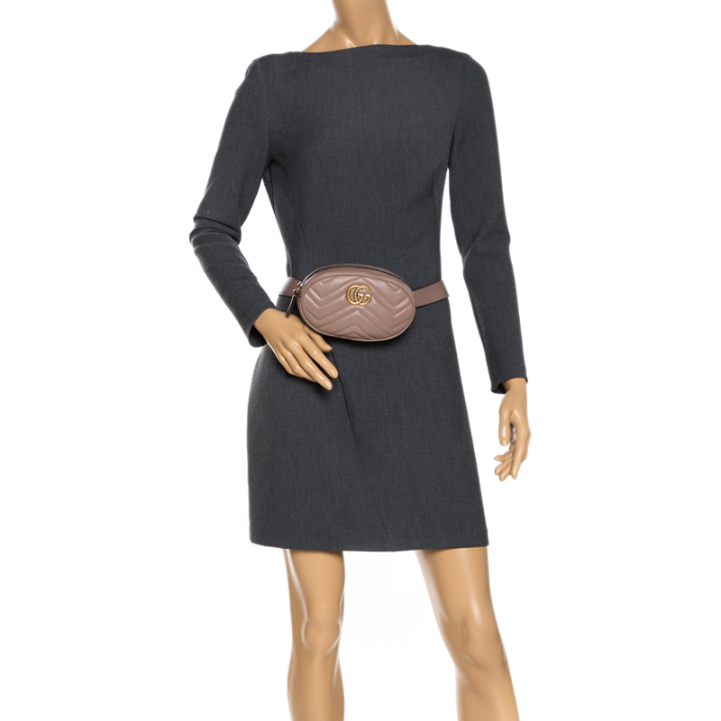 

Gucci Biege Matelasse Leather GG Marmont Belt Bag, Beige