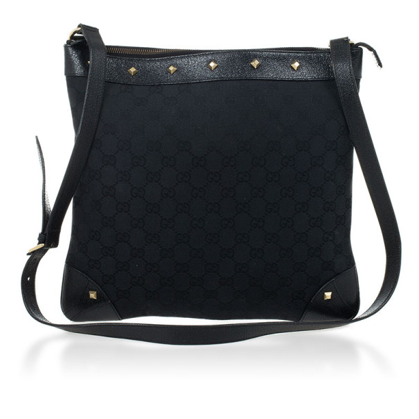 مملوكة مسبقًا Gucci Black Monogram Studded Shoulder Bag
