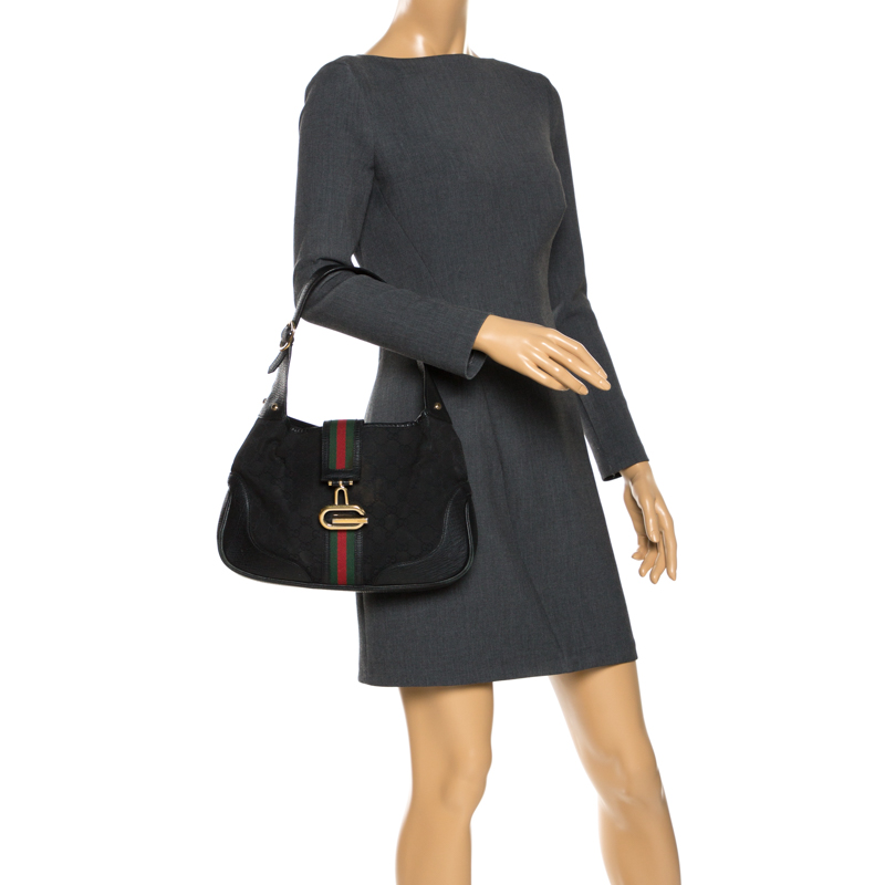 

Gucci Black Canvas and Leather Web Jackie Hobo