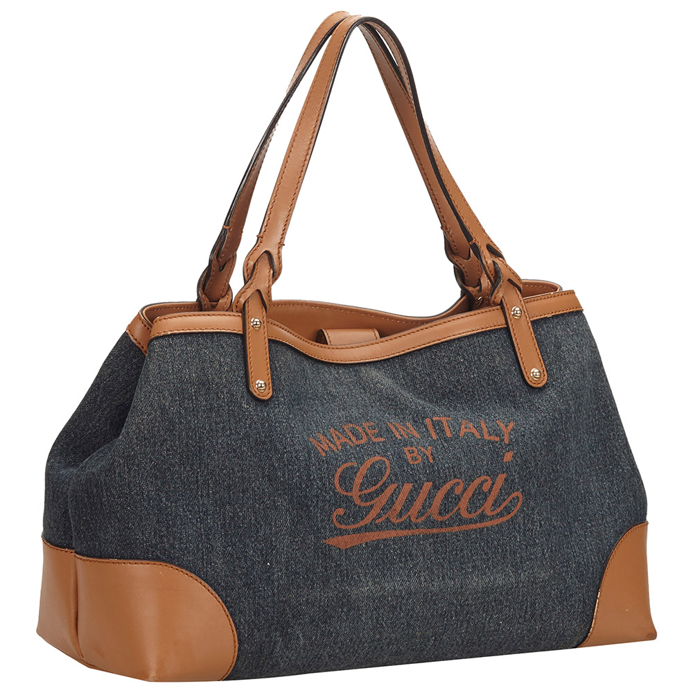

Gucci Blue/Brown Denim Craft Tote Bag