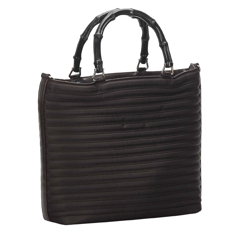 

Gucci Black Bamboo Quilted Nylon Satchel