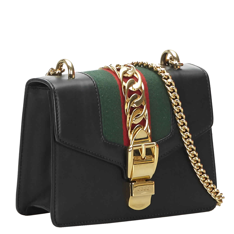 

Gucci Black Leather Mini Sylvie Chain Shoulder Bag