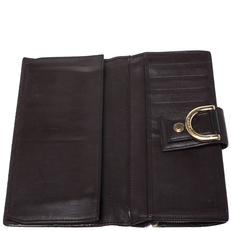 

Gucci Brown Guccissima Abbey D Ring Continental Wallet