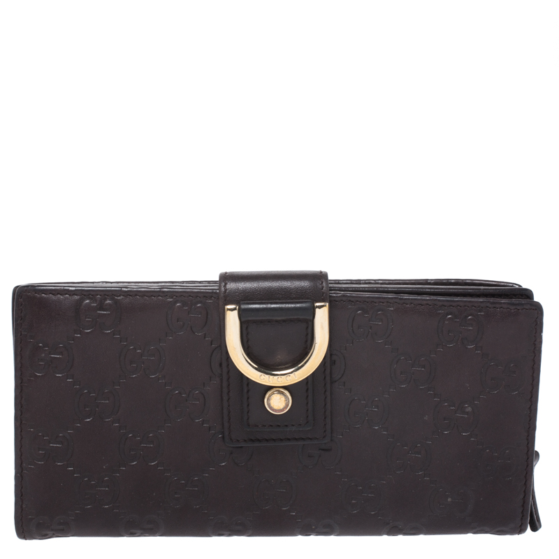 Gucci Brown Guccissima Abbey D Ring Continental Wallet