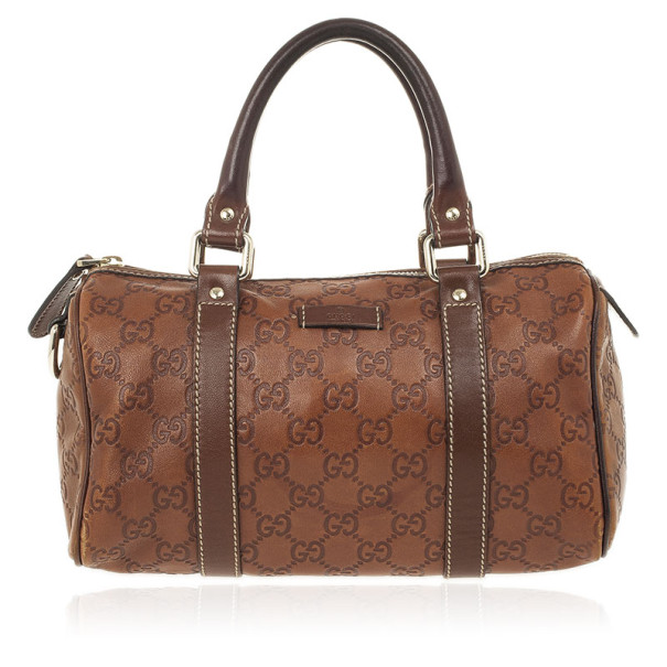 مملوكة مسبقًا Gucci Guccissima Cognac Brown Leather Speedy 'Joy' Boston Satchel