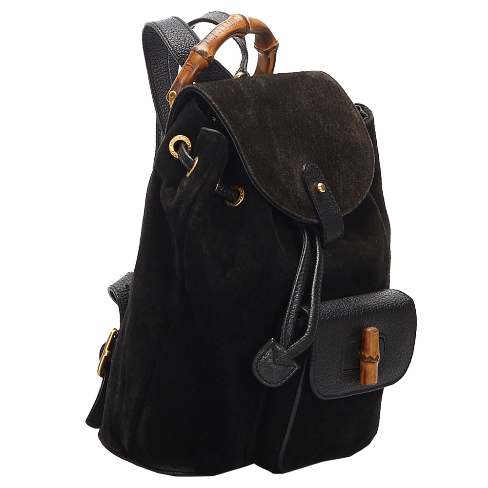 

Gucci Brown Suede Bamboo Backpack
