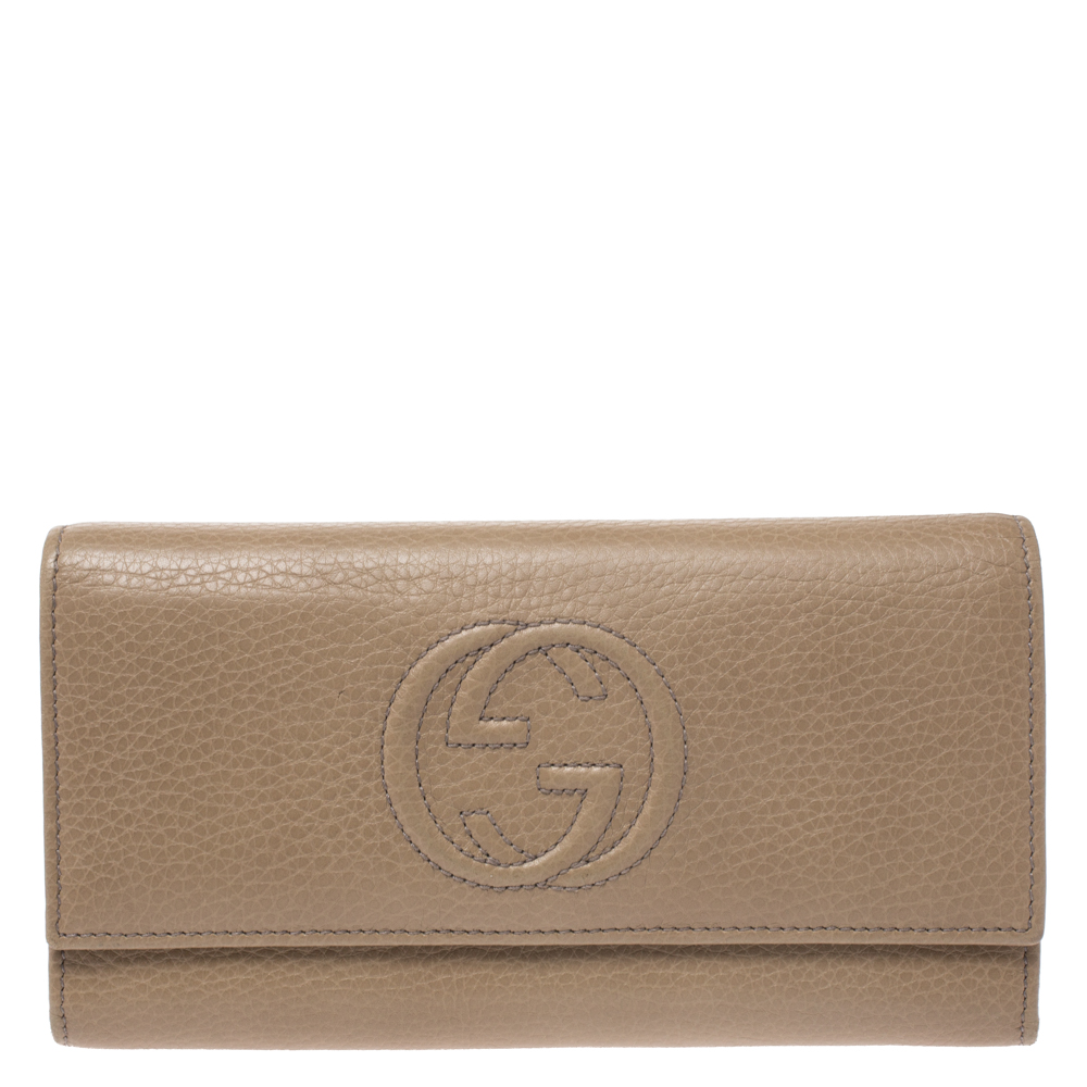 Gucci Beige Leather Soho Continental Flap Wallet