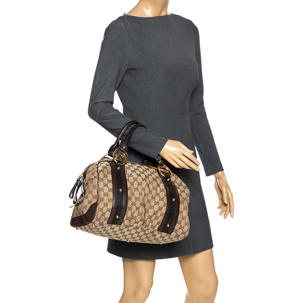 

Gucci Beige/Brown GG Canvas and Leather Interlocking Boston Bag