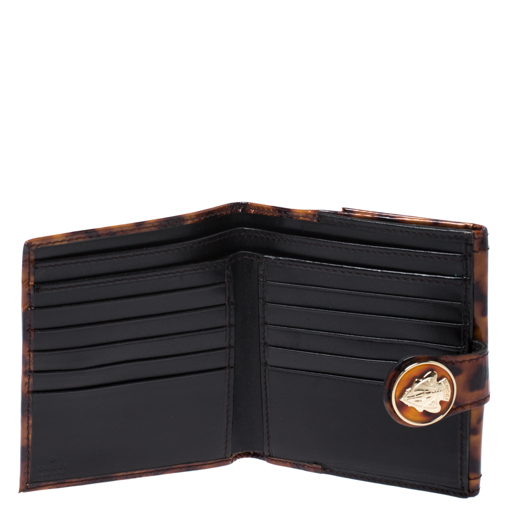 

Gucci Brown Tortoise Shell Patent Leather Hysteria Compact Wallet