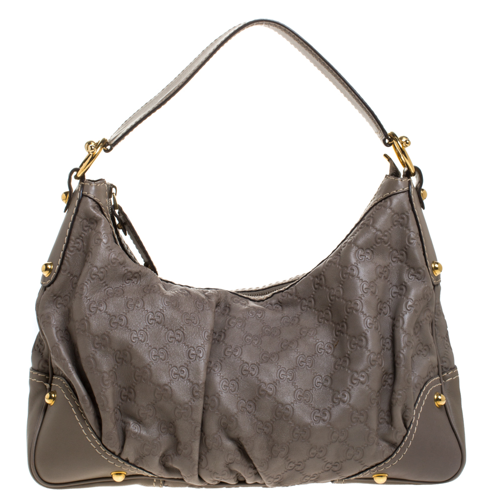 Pre Owned حقيبة غوتشي جوكي متوسطة جلدغوتشيسيما  بيج