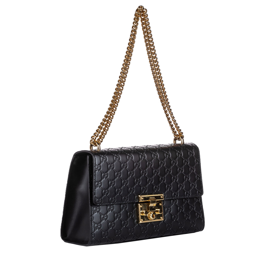 

Gucci Black Guccissima Leather Medium Padlock Shoulder Bag