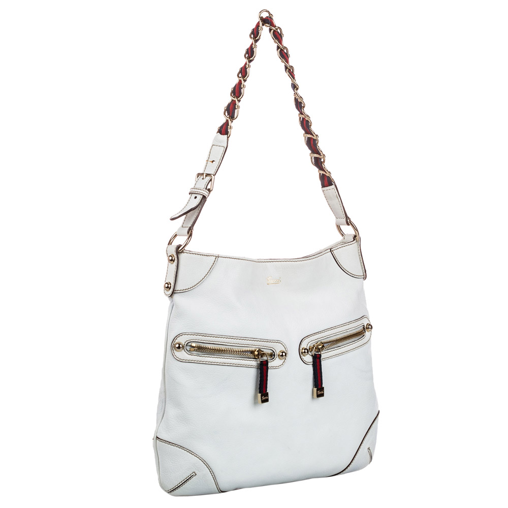 

Gucci White Leather Capri Ranch Kid Hobo