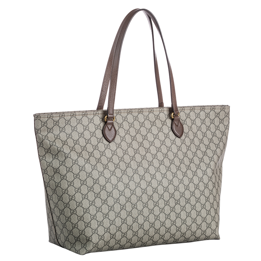 

Gucci Beige/Ebony GG Supreme Canvas Large Ophidia Soft Tote