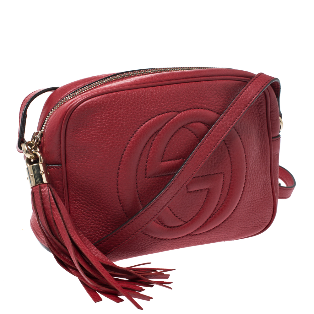 Gucci Red Leather Small Soho Disco Crossbody Bag