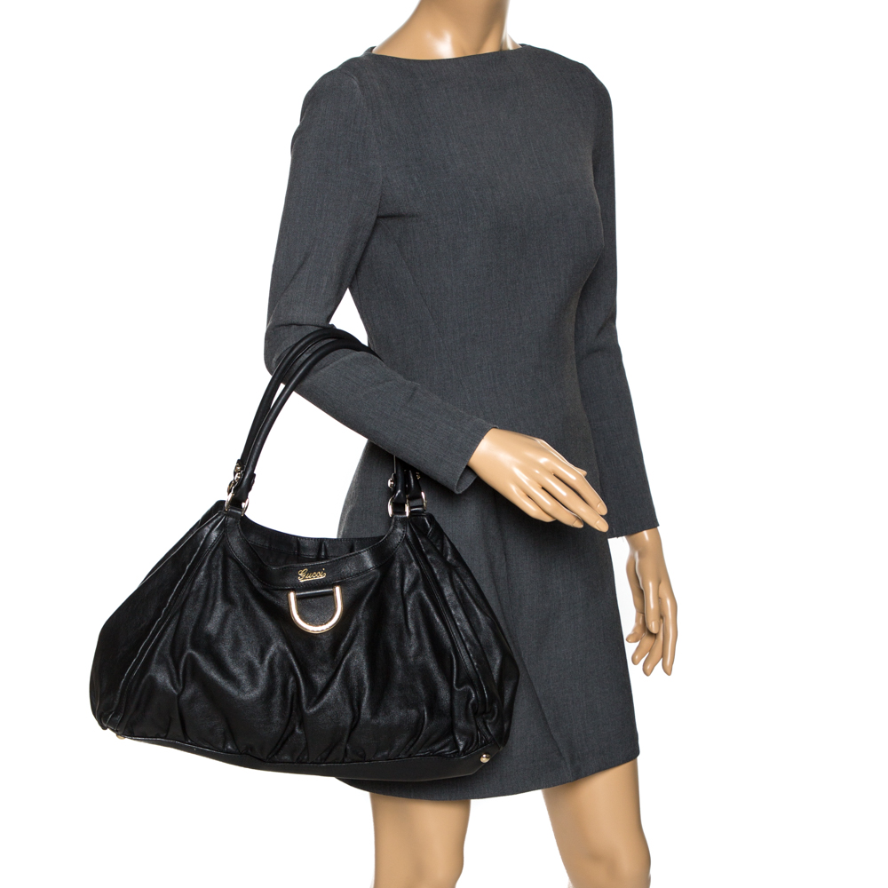 

Gucci Black Leather  D Ring Hobo