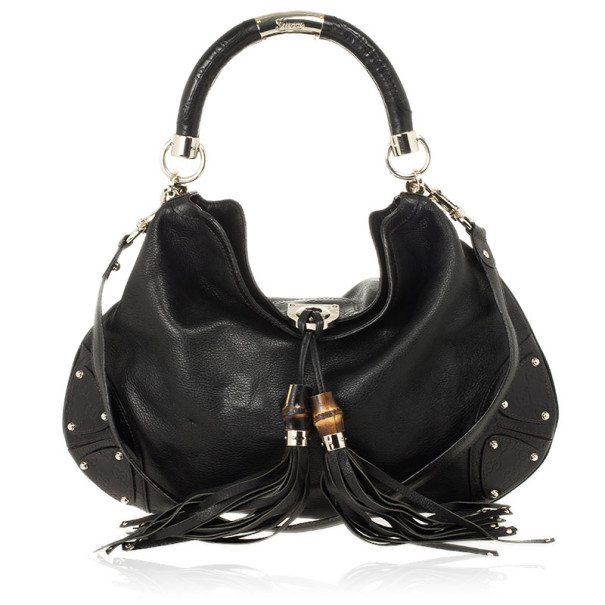 مملوكة مسبقًا Gucci Black Leather Indy Top Handle Bag