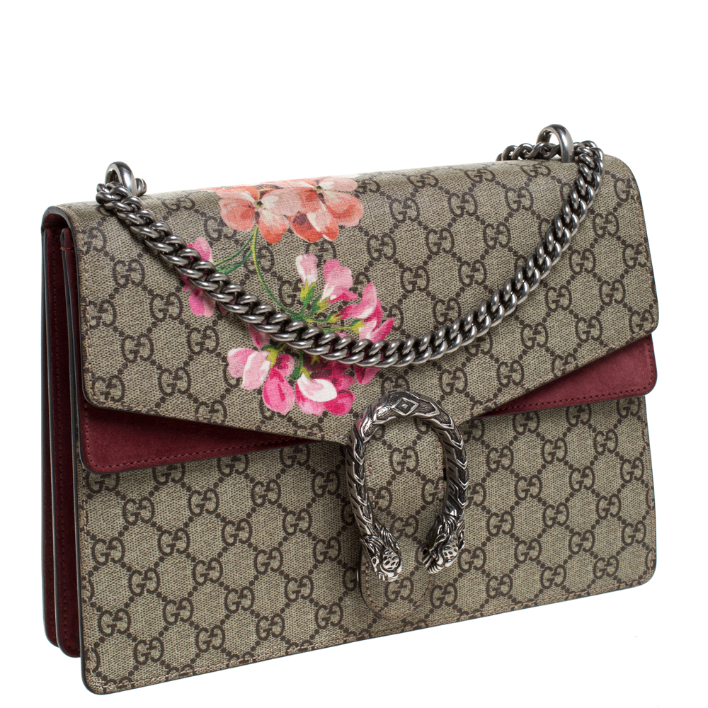 Gucci Beige/Maroon GG Supreme Canvas and Suede Medium Dionysus Shoulder Bag Gucci | TLC