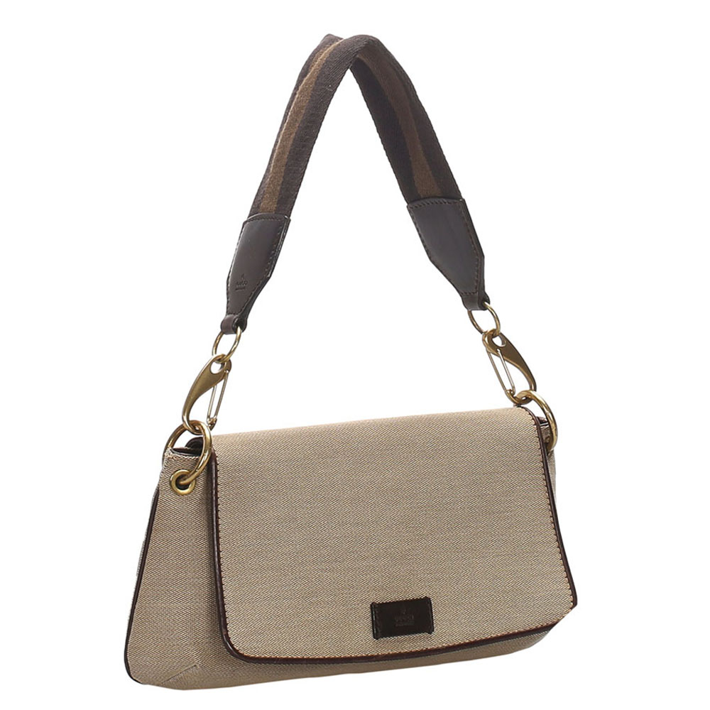 

Gucci Brown Canvas Shoulder Bag, Beige