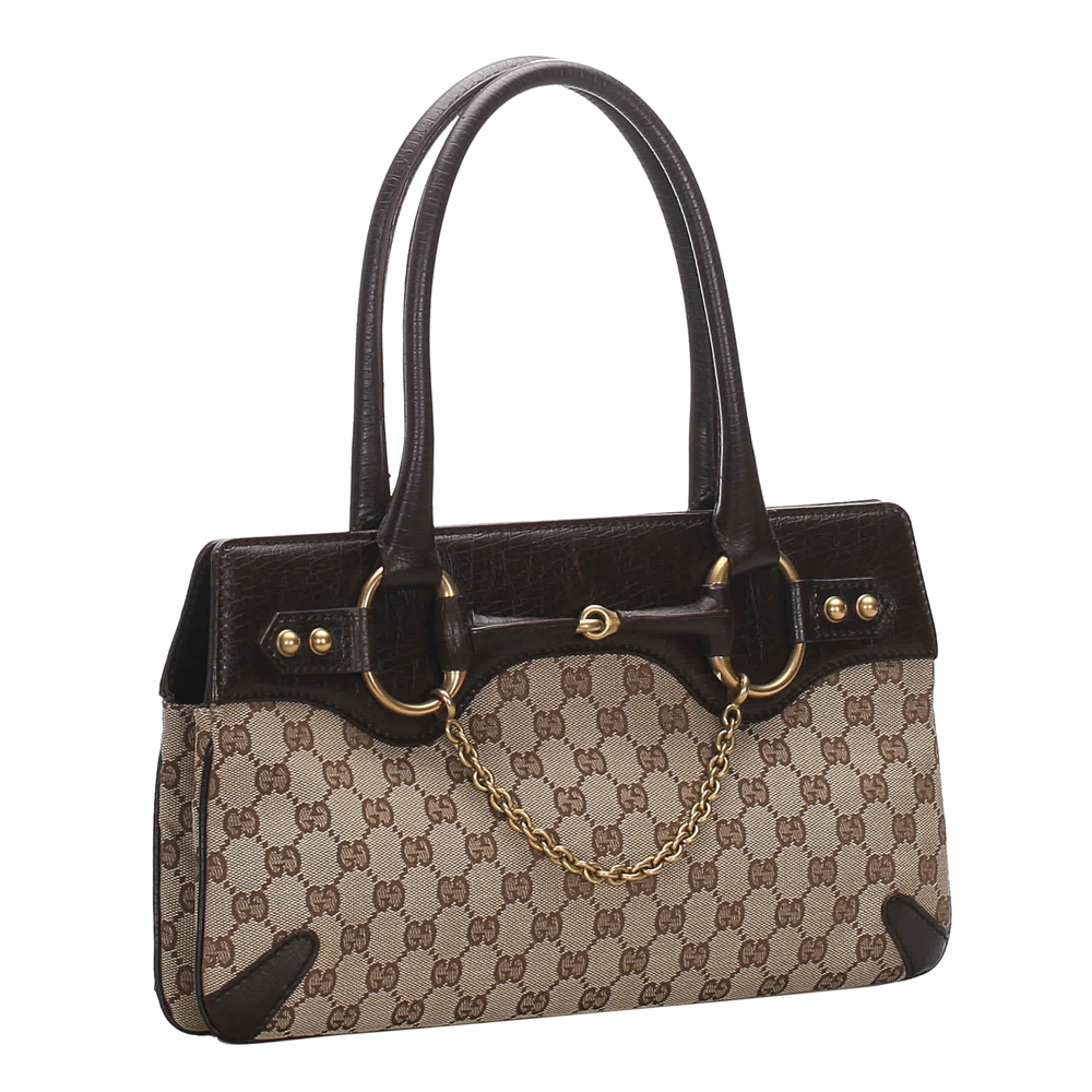 

Gucci Dark Brown/Beige GG Canvas Horsebit Bag