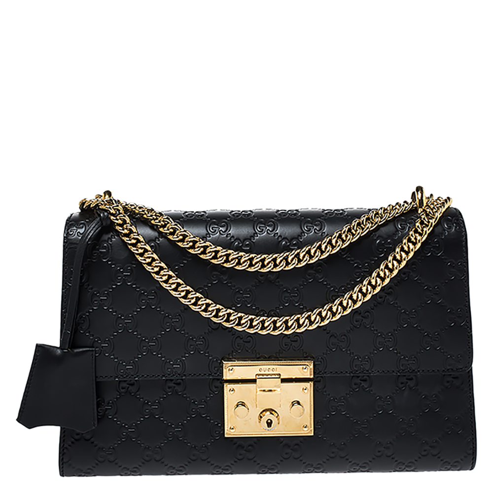 Gucci Black Guccissima Leather Medium Padlock Shoulder Bag Gucci | TLC